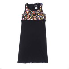  CHANEL Dress in Black Wool with Flags Embroidery Size 38EU