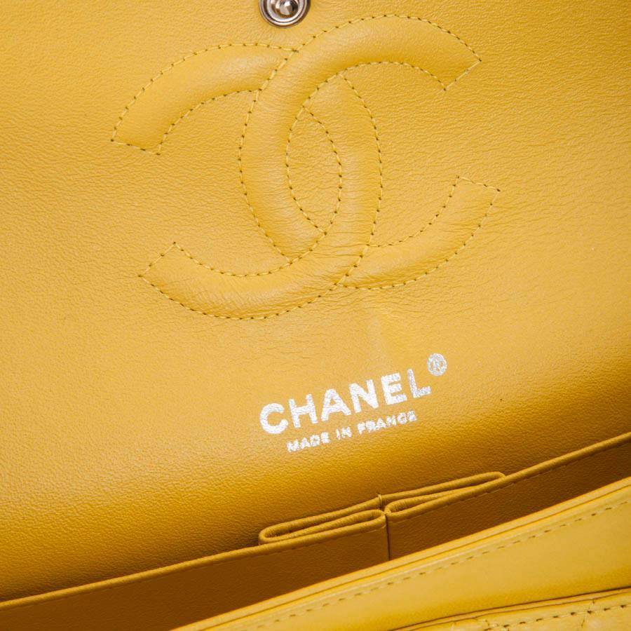 CHANEL  Classic Double Flap Bag Quilted Yellow Leather 2