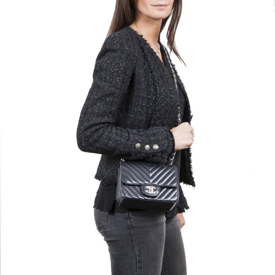 Mini Chanel Quilted Black Lamb Leather Shoulder Bag 3