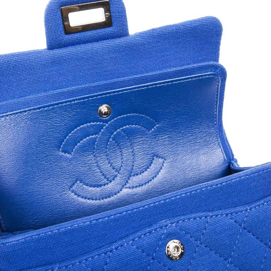 Mini Chanel 2.55 Double Flap Electric Blue Jersey Shoulder Bag 3