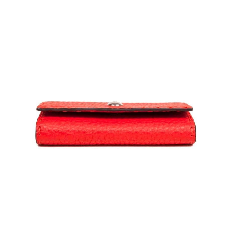 FENDI Keyring in Grained Red Leather 5