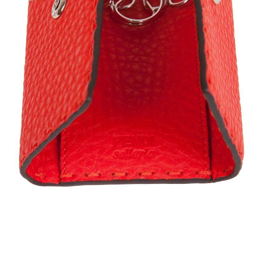 FENDI Keyring in Grained Red Leather 6