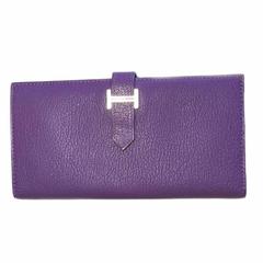 Hermès 'Bearn' Wallet in Purple Leather