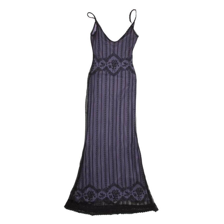 christian dress in black lace and purple lining size christian dress in black lace and purple lining size