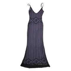 CHRISTIAN DIOR Dress in Black Lace and Purple Lining Size S