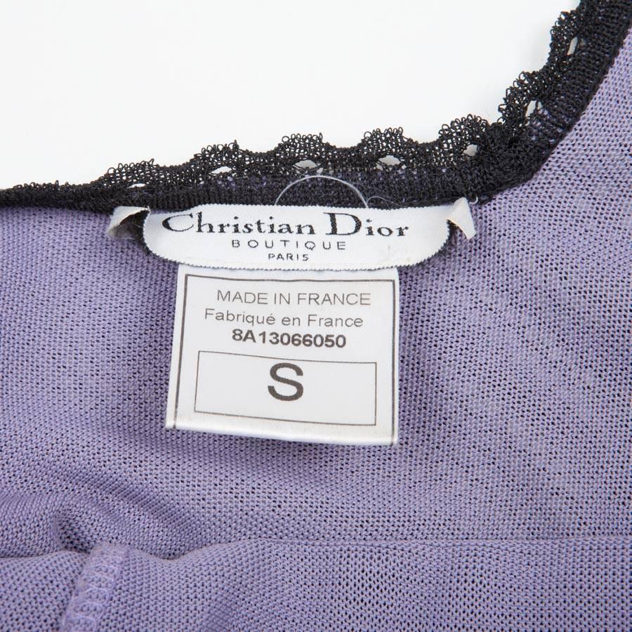 CHRISTIAN DIOR Dress in Black Lace and Purple Lining Size S In Excellent Condition In Paris, FR