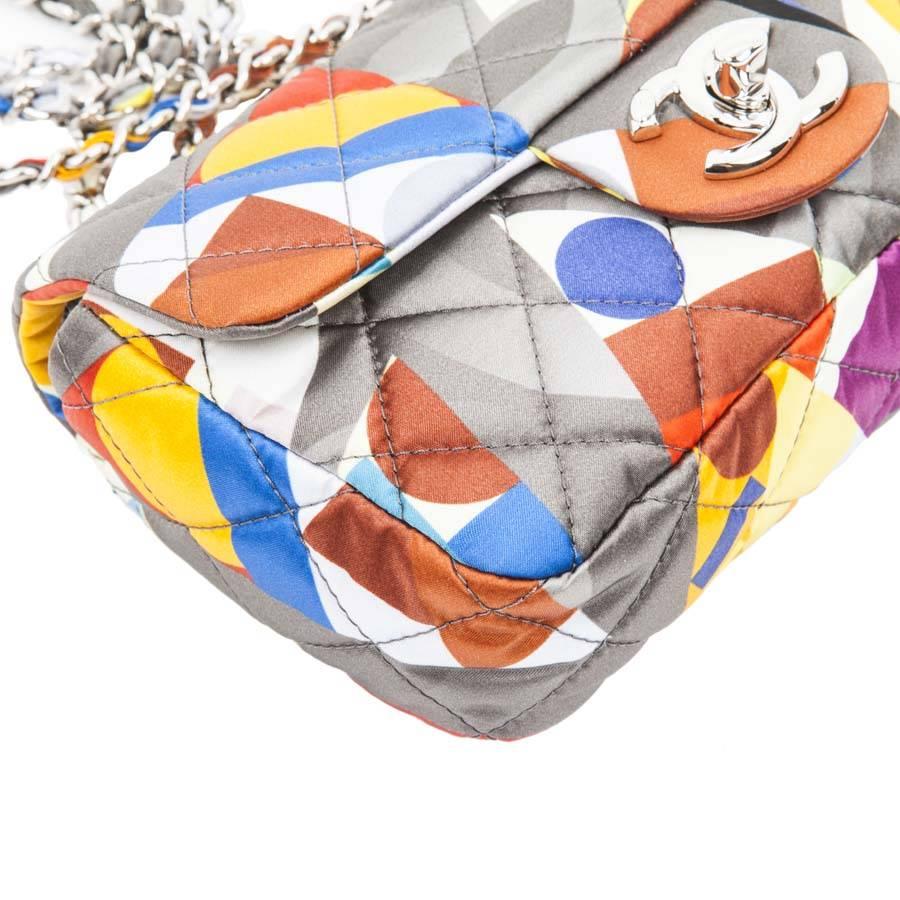 Gray CHANEL Bag in Silk Multicolored Geometric Patterns