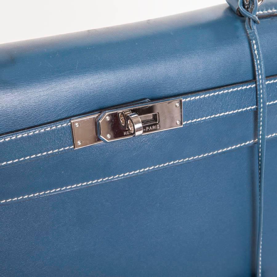 HERMES 'Kelly 2' 32 Bag in Blue Jean Leather 1