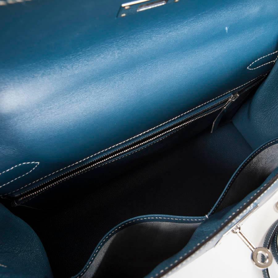 HERMES 'Kelly 2' 32 Bag in Blue Jean Leather 4