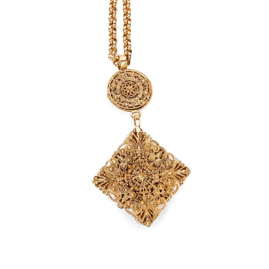 MARGUERITE DE VALOIS Couture Long Necklace in Golden Metal and Molten Glass 2