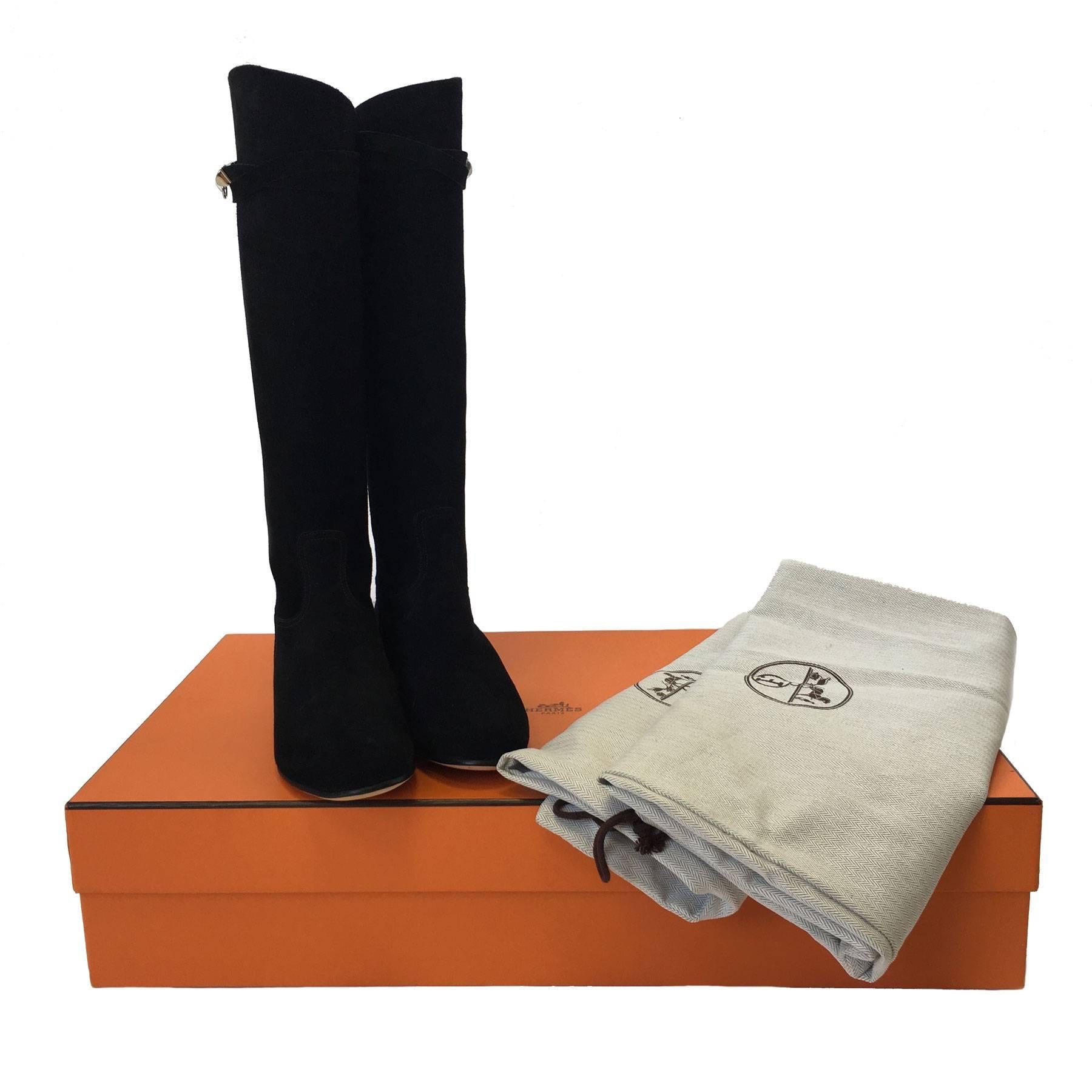 HERMES Riding Boots in Black Suede Size 36.5EU 6