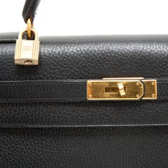 HERMES 'Kelly 32' in black Ardennes Cowhide with Stitching Saddler