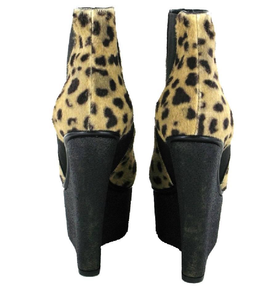 leopard print wedge boots