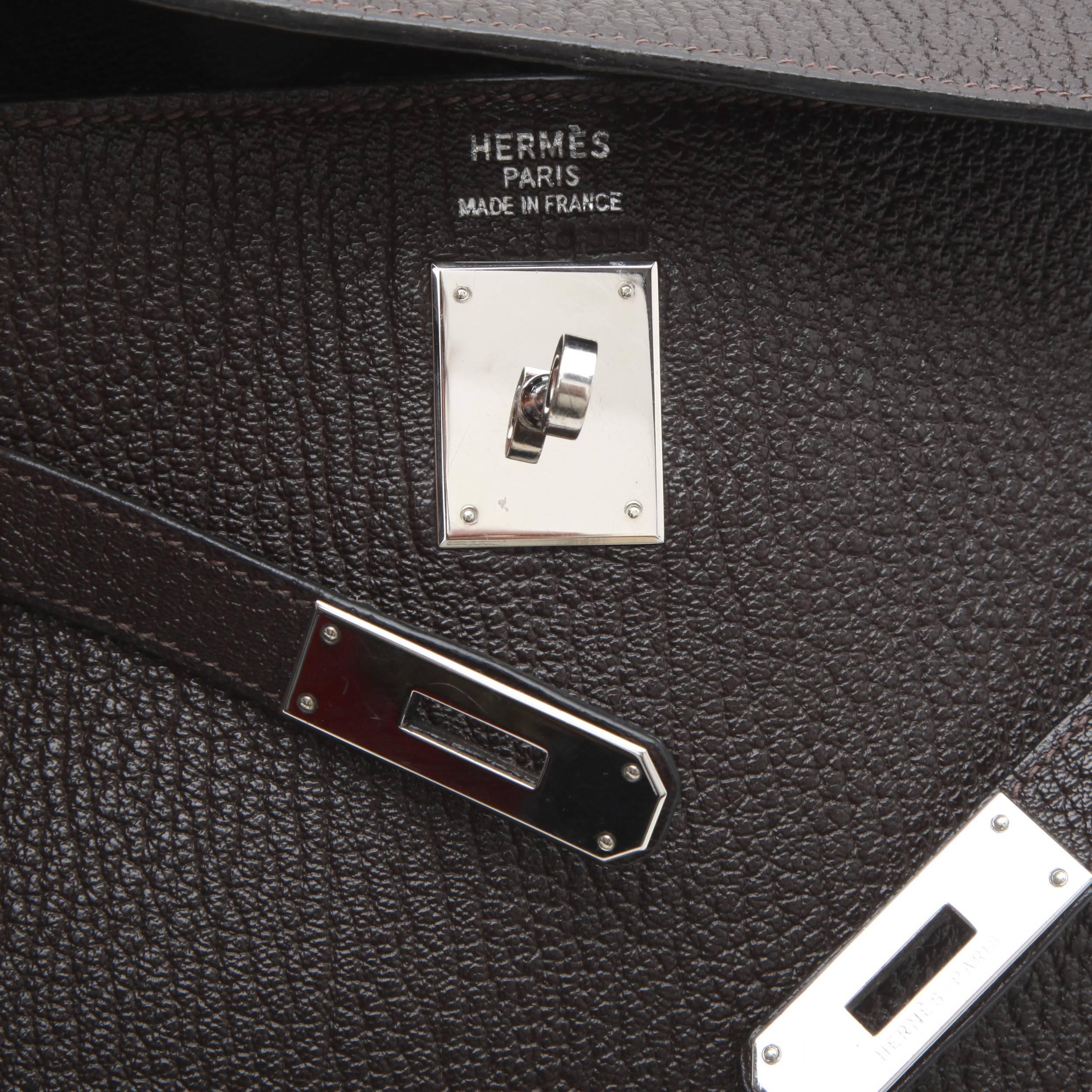 Hermes Kelly II 35 in Brown Grained Leather with Saddle Stitching 2