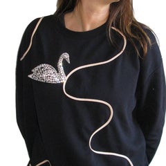 Sonia Rykiel Swan Brooch in Silver Metal and Swarovski Brilliant