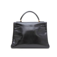 HERMES Kelly 32 Vintage Bag in Black Box Retourné Leather