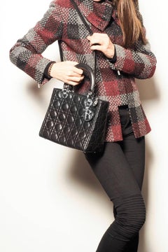 CHRISTIAN DIOR 'Lady Dior' Bag in Black Quilted Leather