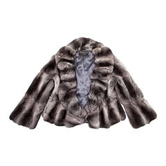REBECCA Loose Jacket in Gray Chinchilla Fur Size 46FR