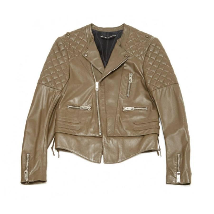 BALENCIAGA Perfecto Jacket in taupe Lamb Leather Size 38FR