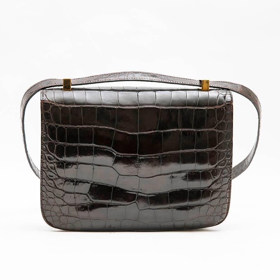 Hermes Vintage Constance Bag in Brown Chocolate Crocodile Leather at ...