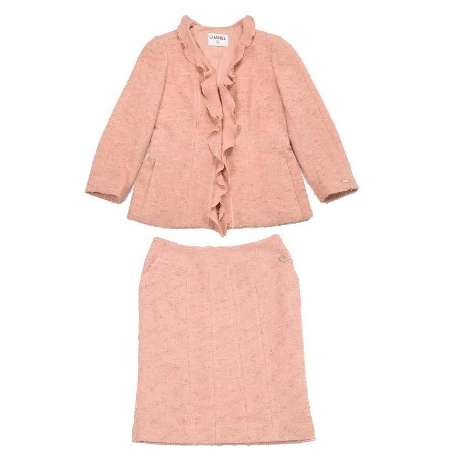 Chanel Skirt Suit in Pink Powder Wool  