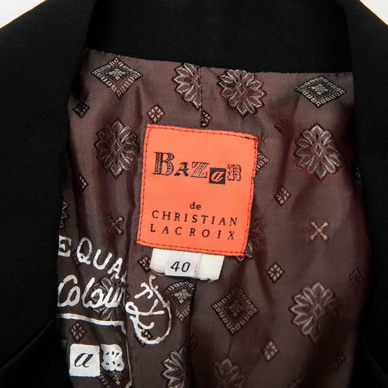Christian Lacroix "Bazar" Tuxedo in Black Fabric For Sale at 1stDibs