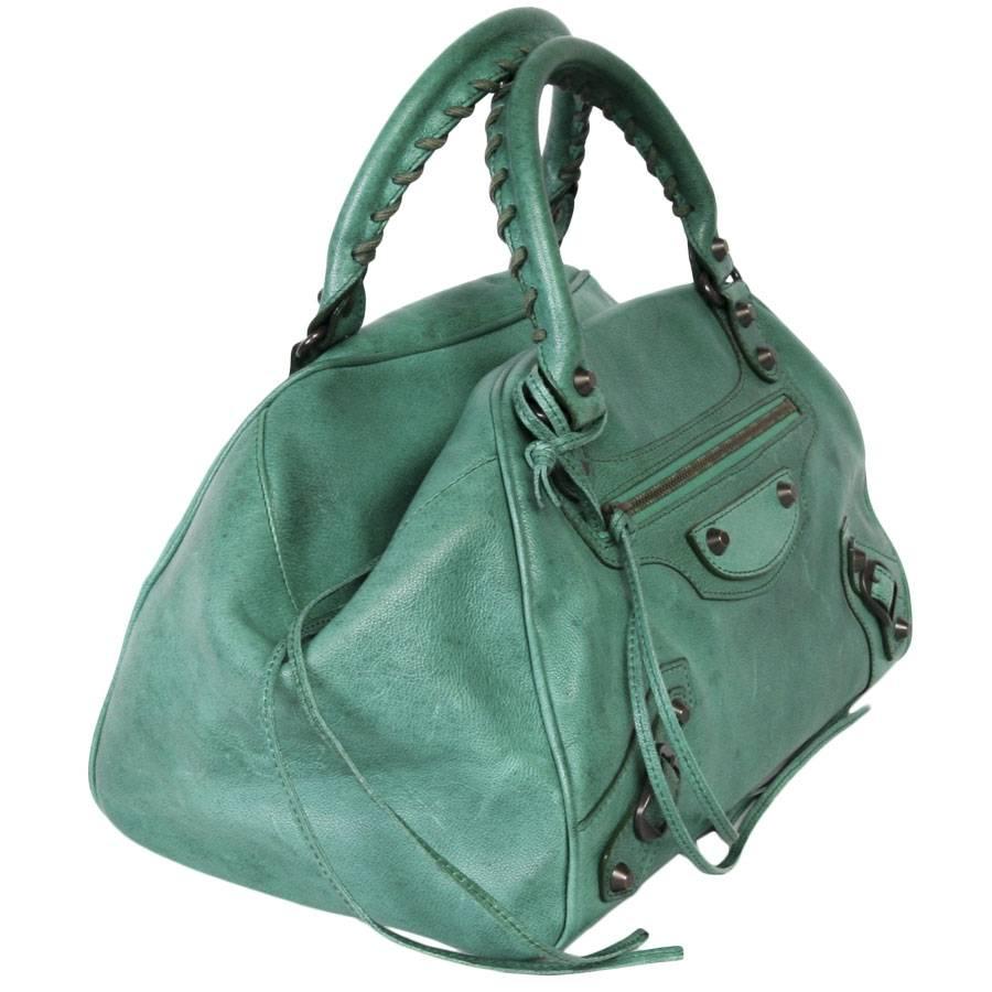 BALENCIAGA  Green Leather Bag  In Good Condition In Paris, FR