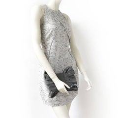 CHRISTIAN DIOR Big Knot Evening Clutch in Gray Silk Satin