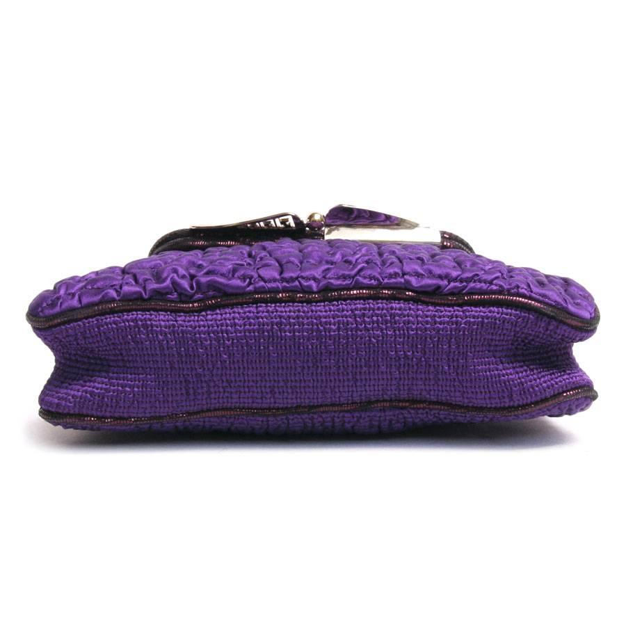 FENDI Clutch in Purple Silk with Smoke Effect In Excellent Condition In Paris, FR