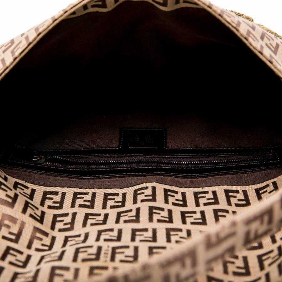 Fendi Baguette Bag in Brown Monogram Canvas with Gold Thread Embroidery 6