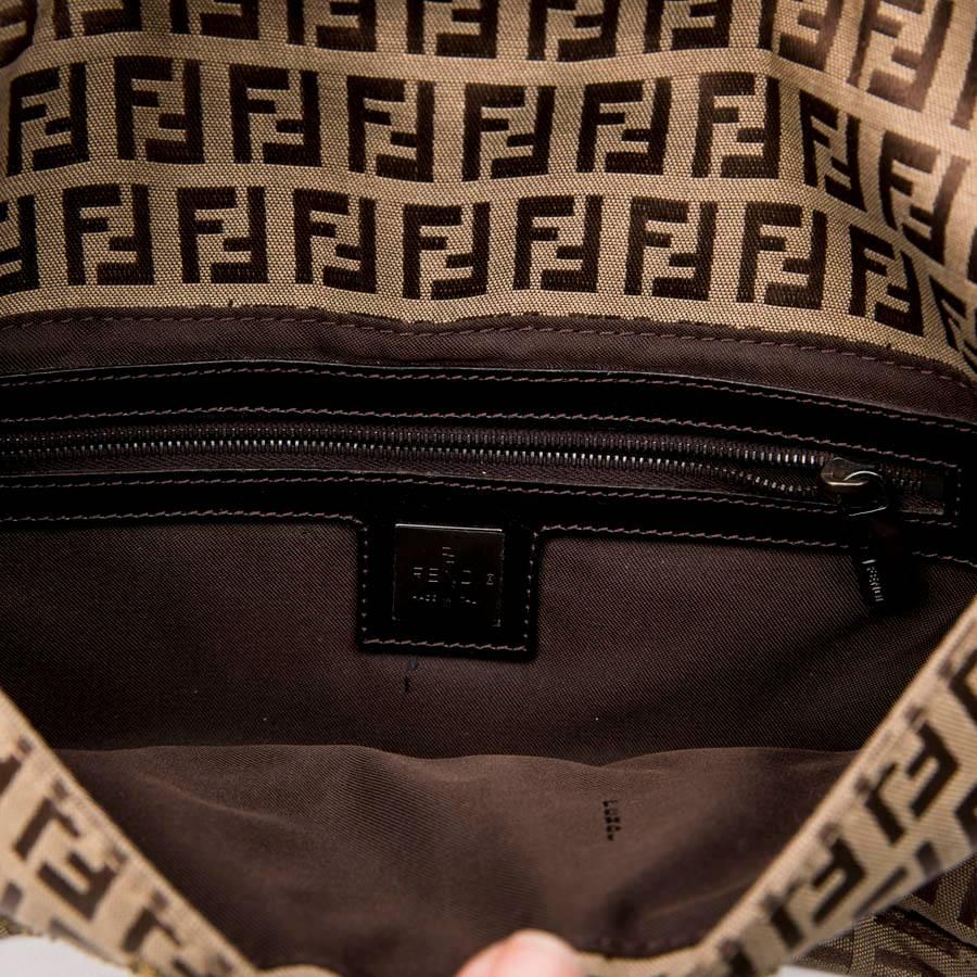 Fendi Baguette Bag in Brown Monogram Canvas with Gold Thread Embroidery 7
