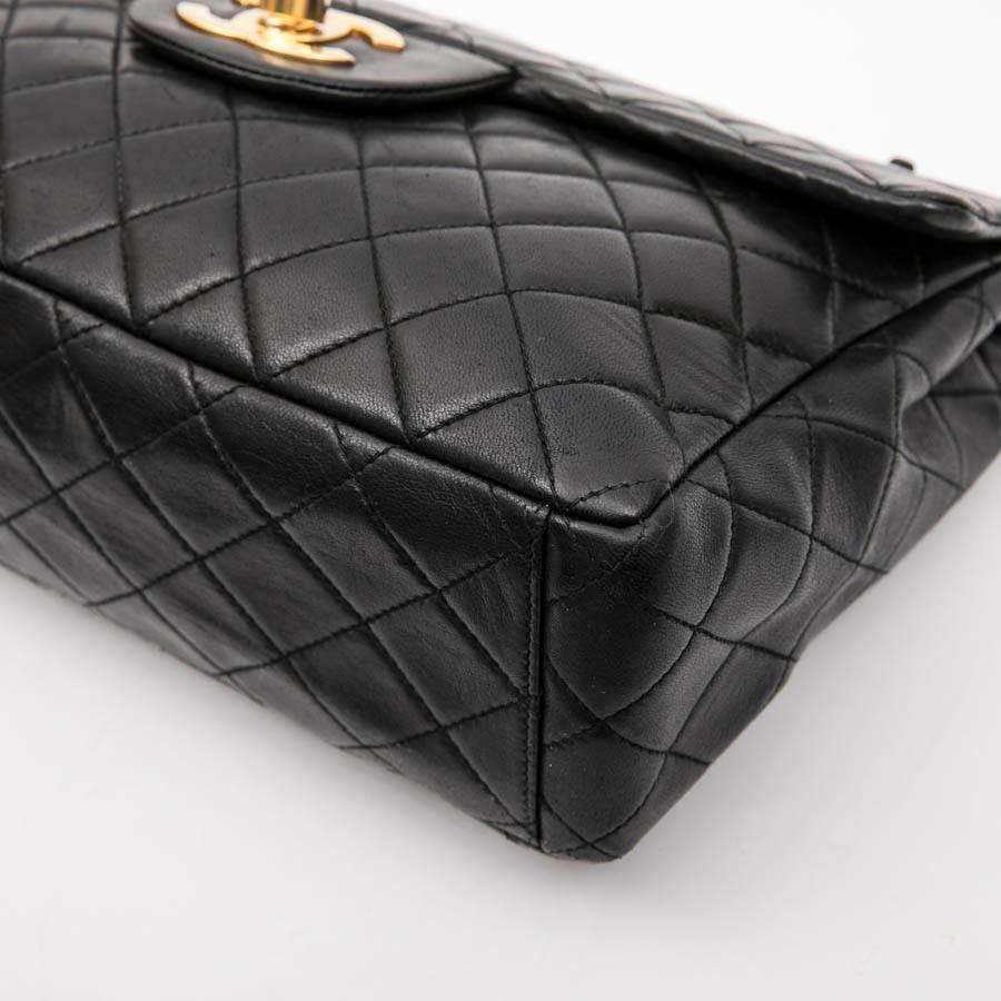 CHANEL Vintage Jumbo Bag in Black Quilted Lambskin Leather 4