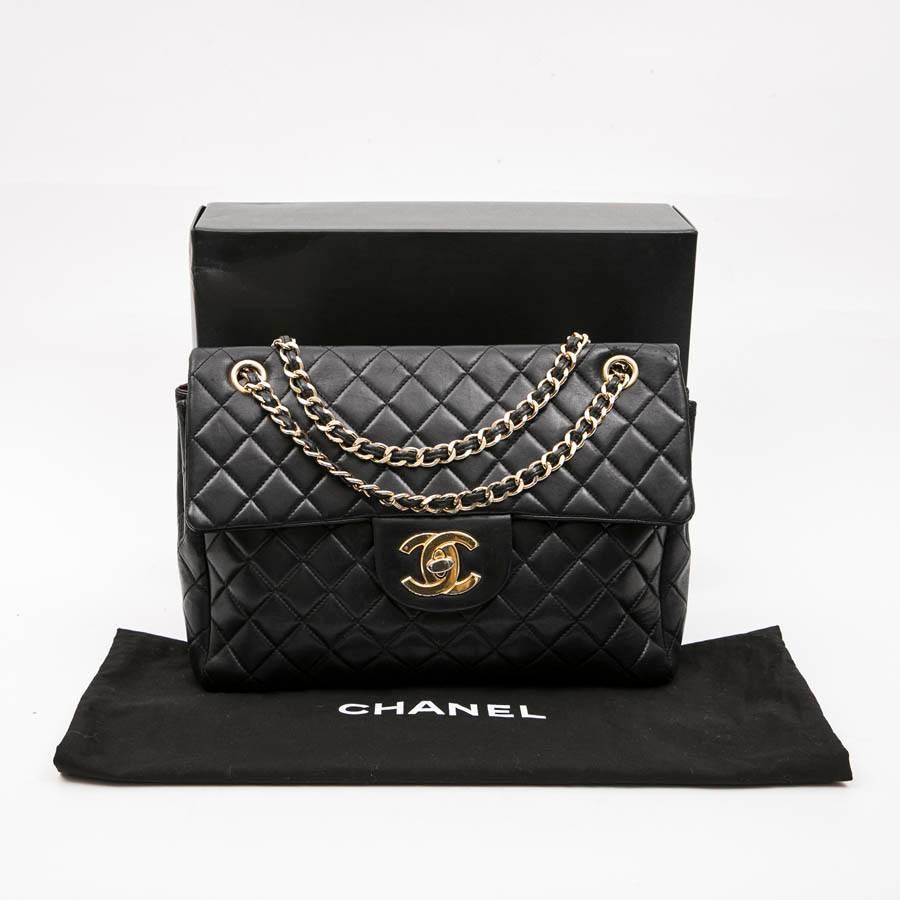 CHANEL Vintage Jumbo Bag in Black Quilted Lambskin Leather 11