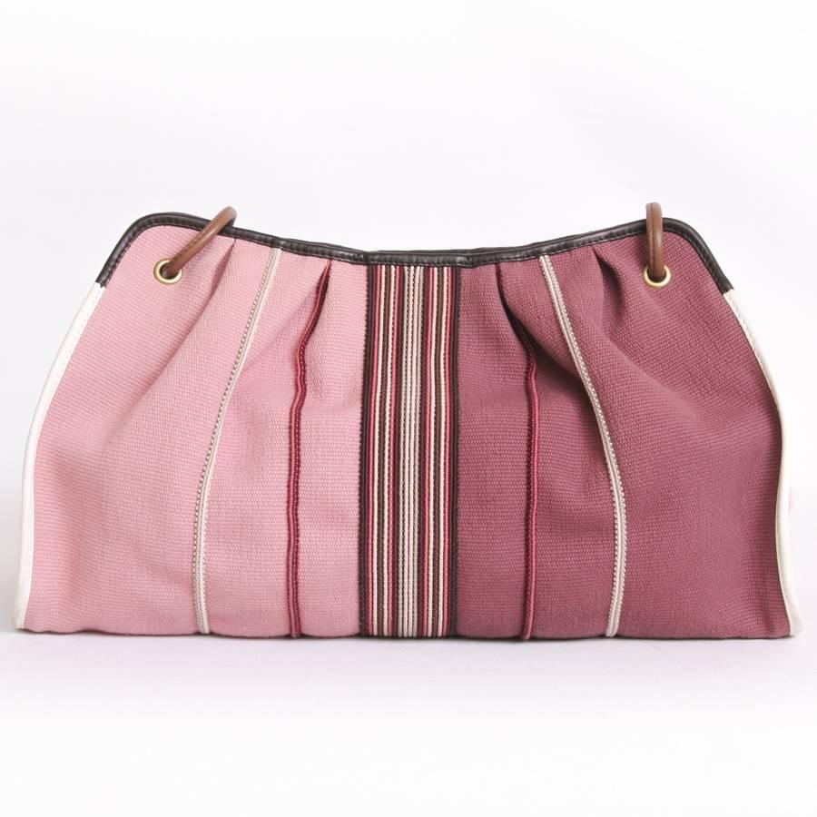 BOTTEGA VENETA Tote Bag in Old Pink Degraded Canvas In Excellent Condition In Paris, FR