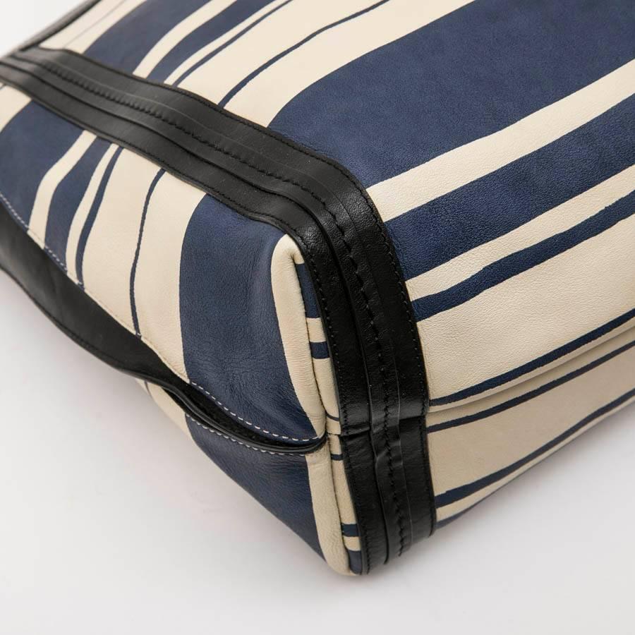 Chloe Bag in White and Blue Striped Leather with Black Borders In New Condition For Sale In Paris, FR