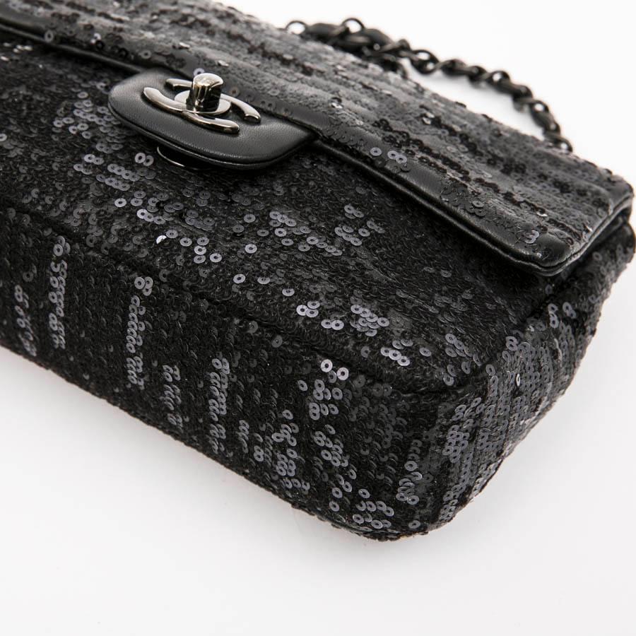 CHANEL Timeless Bag in Black Lambskin Leather and Sequin 3