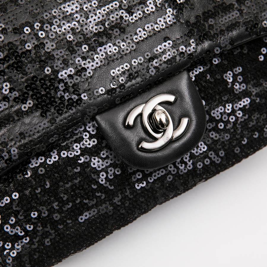 CHANEL Timeless Bag in Black Lambskin Leather and Sequin 4