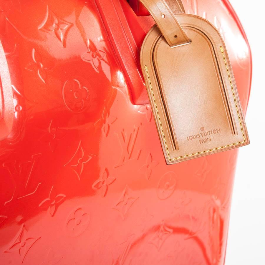 Louis Vuitton Monogram Orange Embossed Patent Leather Suitcase  4