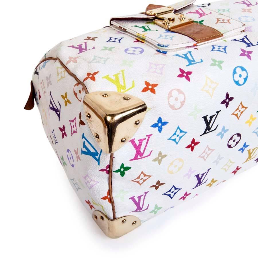 Beige Louis Vuitton Murakami Multicolored Monogram Canvas and Leather Speedy bag