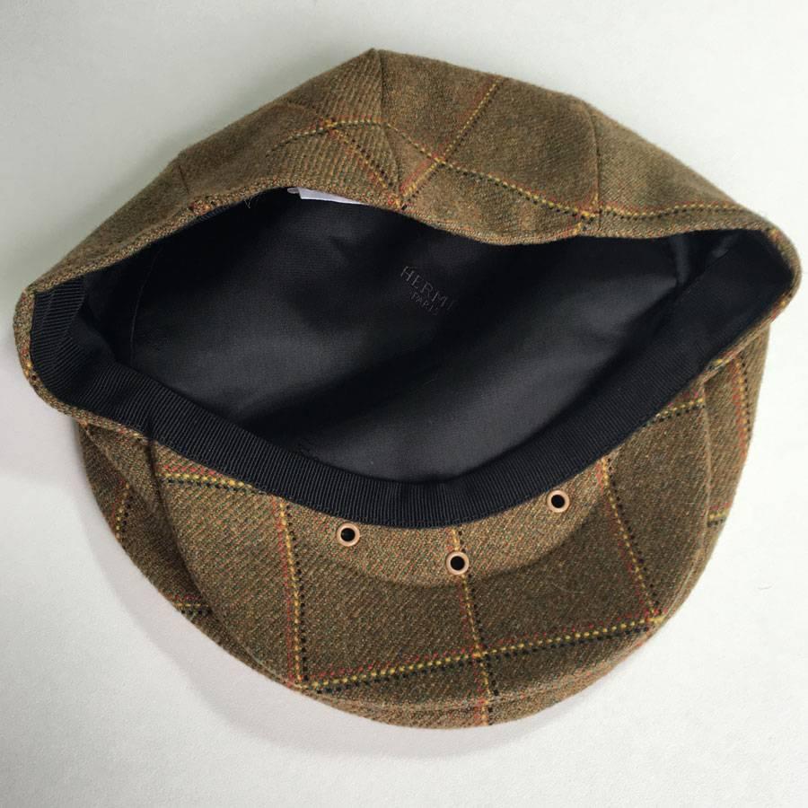 Men's MOTSCH Cap for HERMES, Collection Edinburgh in Wool with Khaki Check Pattern