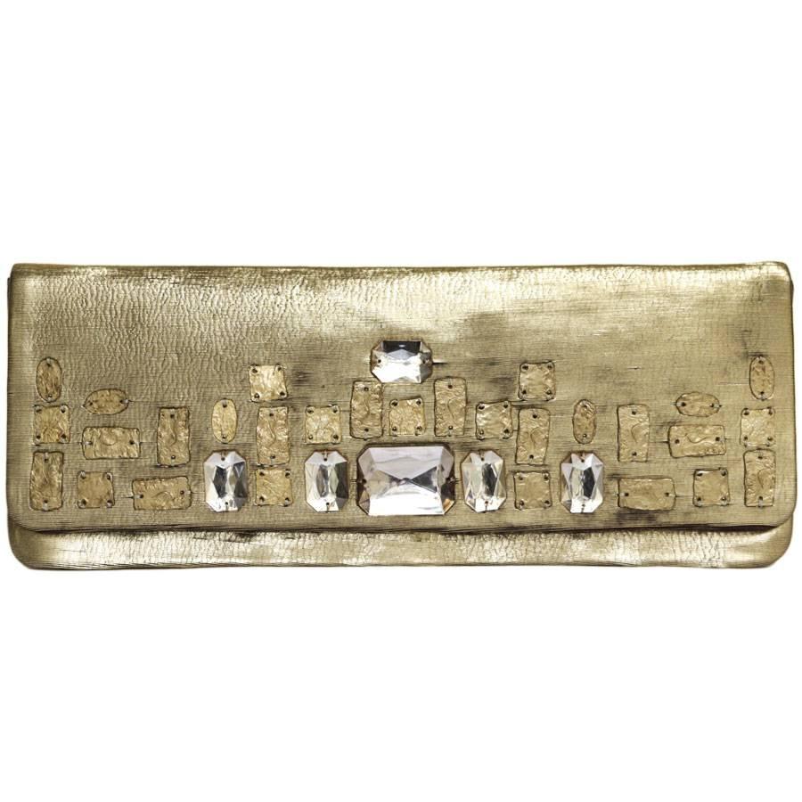 CHRISTIAN LACROIX Haute Couture Evening Clutch in Gold Leather