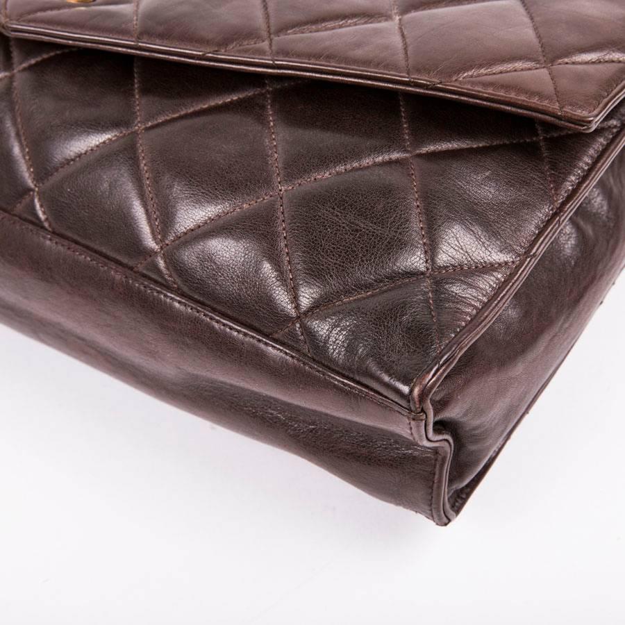 CHANEL Vintage Bag in Brown Smooth Quilted Lambskin Leather 4