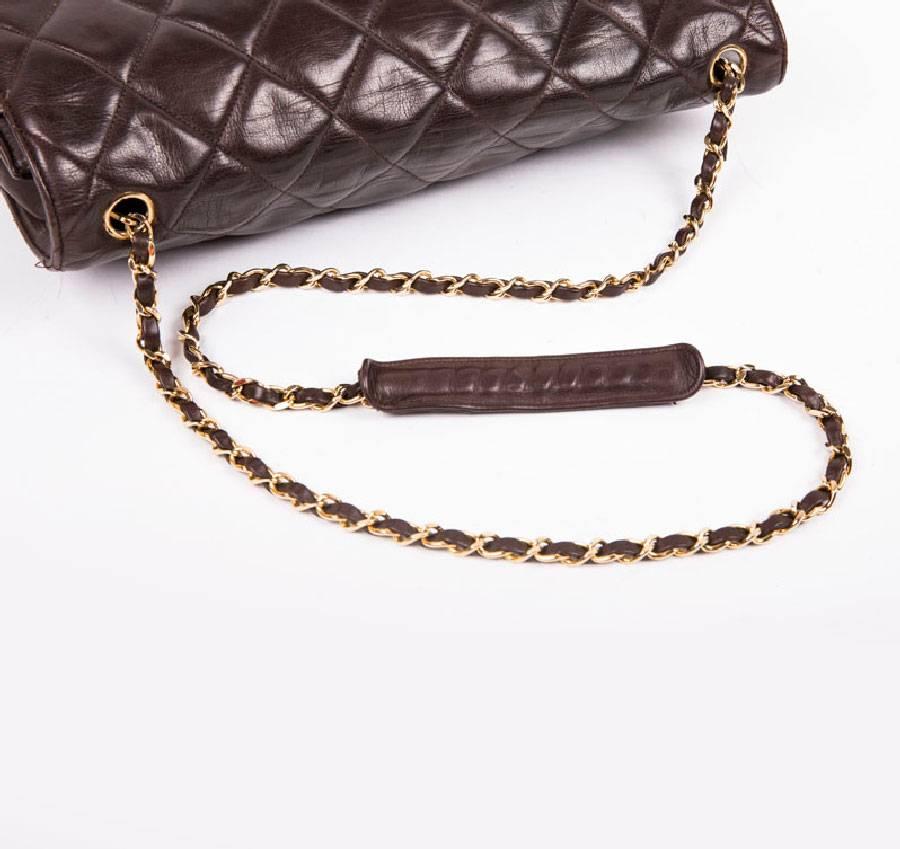 CHANEL Vintage Bag in Brown Smooth Quilted Lambskin Leather 2