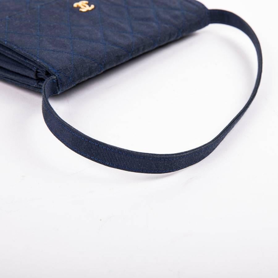 CHANEL Vintage Bag in Midnight Blue Duchess Satin 4