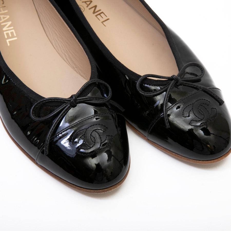 Chanel Black Patent Leather Ballerinas  2