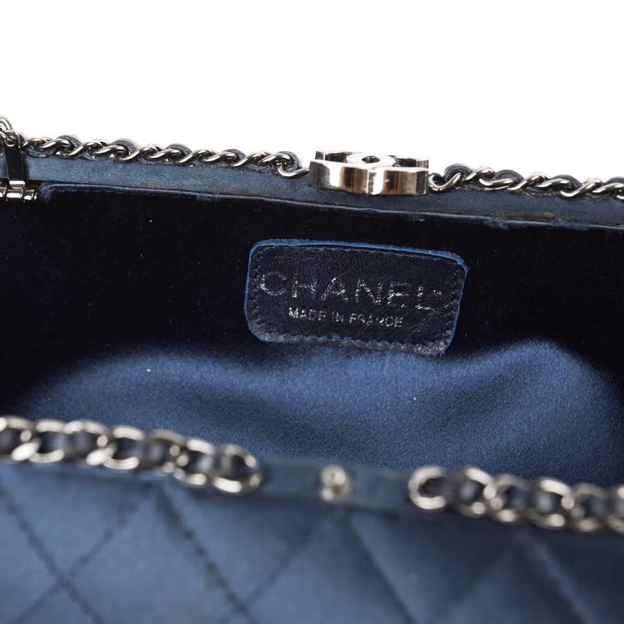 CHANEL Minaudière Bag in Midnight Blue Silk Satin 5