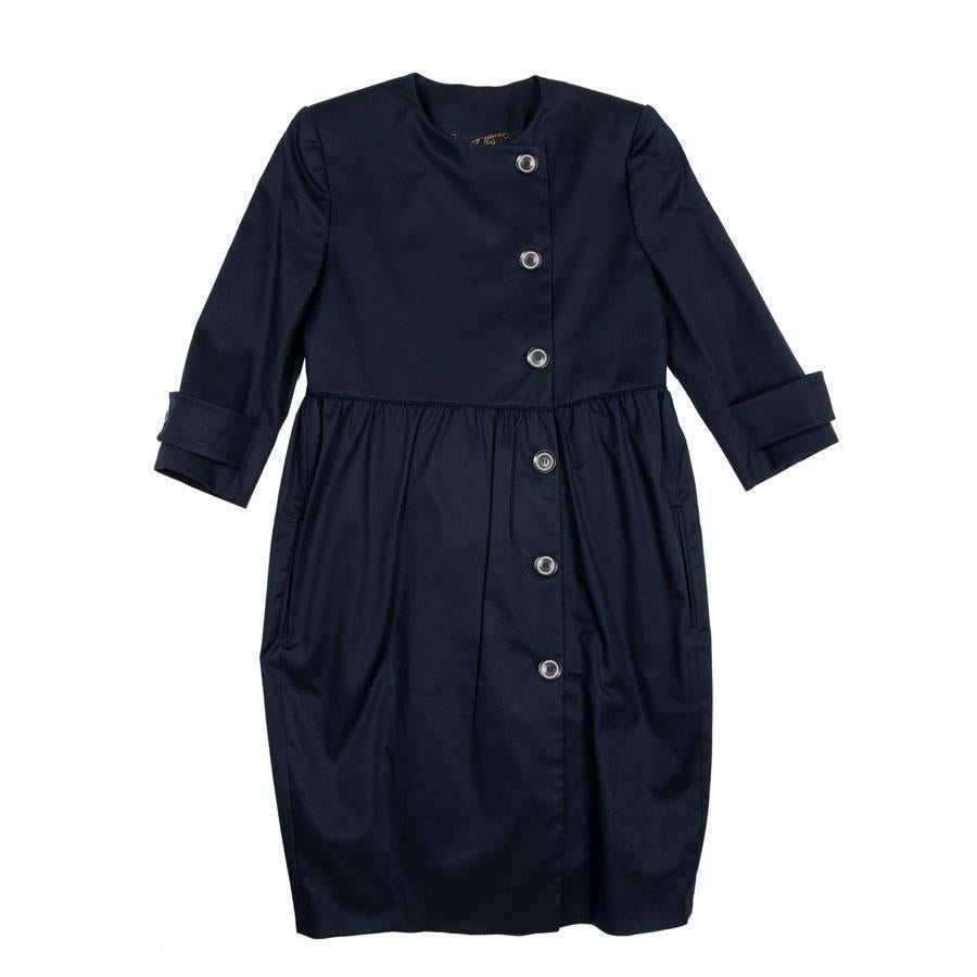 STELLA Mc CARTNEY Coat Dress in Navy Blue Cotton Size 40