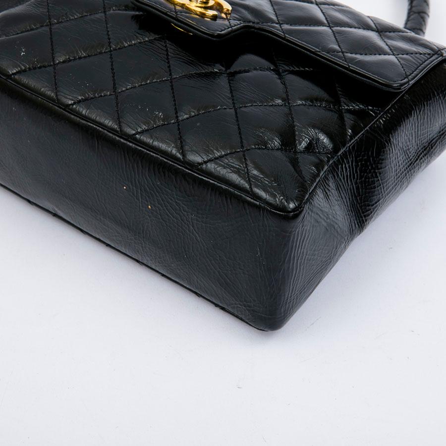 CHANEL Vintage Bag in Quilted Semi-Gloss Black Leather 2