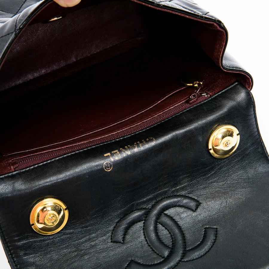 CHANEL Vintage Bag in Quilted Semi-Gloss Black Leather 5