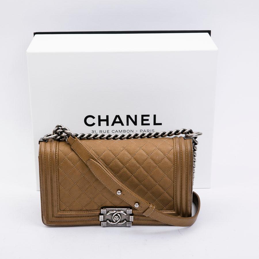 CHANEL Boy Bag in Gold Color Grained Calfskin Leather 5